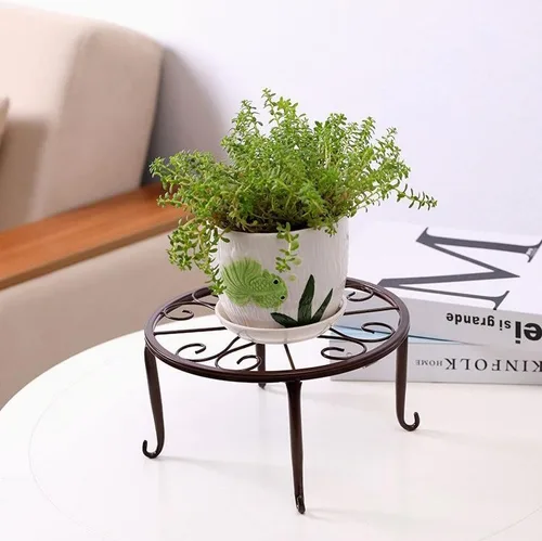 Miniatura 9 de Tosnail Paquete de 4 soportes de metal para plantas, estante de soporte para macetas, soportes para macetas, soporte para macetas de hierro