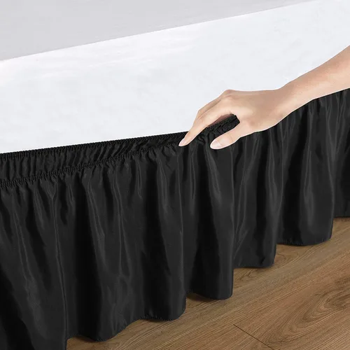 Miniatura 3 de Elegant Decor Falda de cama 100% algodón egipcio, falda de cama de lujo de 9 pulgadas, 650 hilos, volantes elásticos ajustables y resistentes a