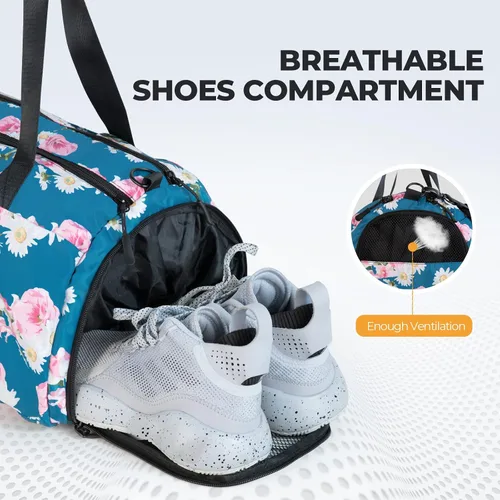 Miniatura 4 de Bolsa de gimnasio grande para mujer con compartimento para zapatos, bolsa deportiva de 40 litros para hombres con bolsillo húmedo, bolsa de lona