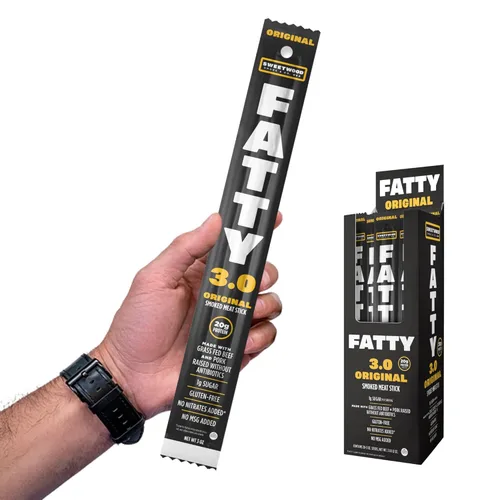 Miniatura 11 de FATTY - Palitos de carne de vacuno, paquete de 20 unidades, carne de res extra grande alimentada con hierba y cerdo sin antibióticos, 3 onzas, sin