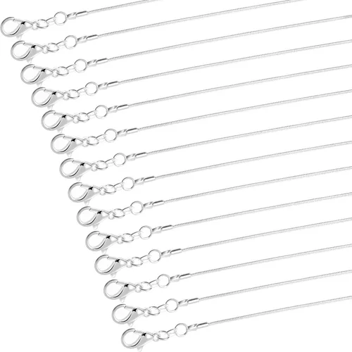 Miniatura 8 de Cadenas de Collar Paxcoo de 30 Piezas - Cadenas de Serpiente Chapadas en Plata para Hacer Joyería, 1.2 mm (22 Pulgadas)