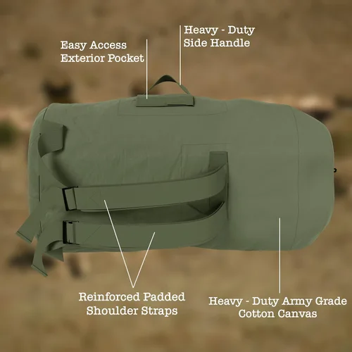Miniatura 6 de BaHoki Essentials Bolsa de lona de lona resistente con carga superior para el mar, bolsas de viaje de carga verde militar, forro polar verde
