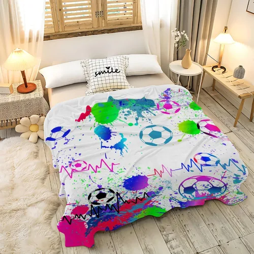 Miniatura 61 de Manta de fútbol para niñas, regalos de fútbol para niñas y niños, manta de franela de forro polar suave y cálida para niñas, regalos de fútbol