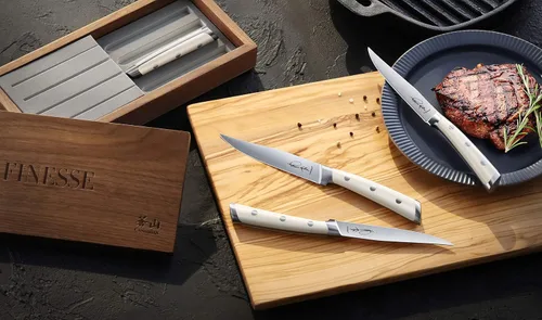 Miniatura 8 de Cangshan Thomas Keller Signature Collection - Cuchillo para carne de filo recto forjado de 4 piezas, caja de nogal