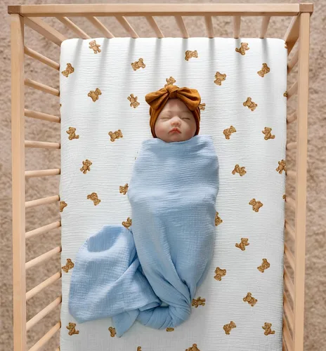 Miniatura 2 de Meracorallo Muslin Crib Sheet, 100% Cotton Fitted Crib Sheet 28x52 Soft and Breathable Baby Boys Girls Cover for Standard Crib and Toddler