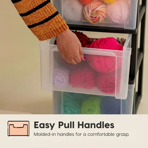 Miniatura 7 de IRIS USA Organizador de almacenamiento de plástico de 3 cajones con carrito rodante, con ruedas giratorias, paquete de 2, para suministros de arte
