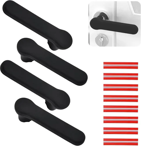 Fundas para manijas de puerta, 4 piezas de silicona negra mate para manijas de puerta, cubiertas para pomos de puerta, protectores antiestáticos de