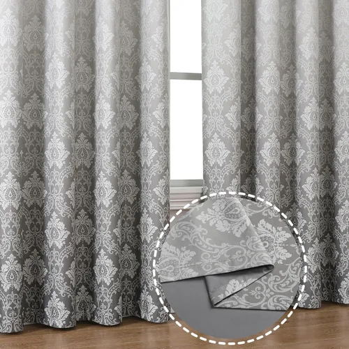 Miniatura 5 de Flyfun Medallion - Cortinas opacas de 84 pulgadas de largo, con aislamiento térmico y ojales, juego de 2 paneles de cortinas para dormitorio