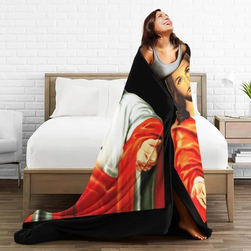 Miniatura 5 de Manta de franela ultrasuave del Sagrado Corazón de Jesús para habitación, manta de franela cálida