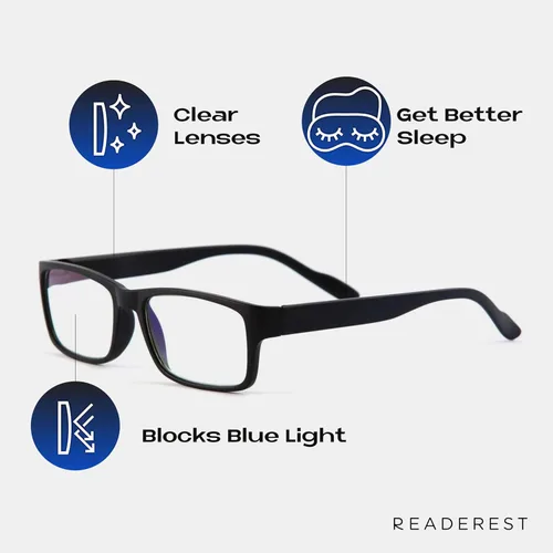 Miniatura 2 de Readerest - Lentes de lectura de luz azul - Gafas ligeras para computadora con bisagras de resorte - Protección UV, antirreflejante y contra la Negro