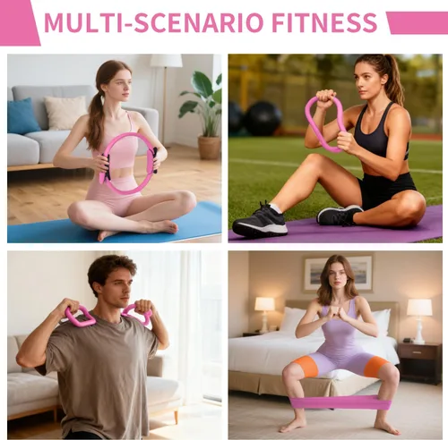 Miniatura 5 de Kit esencial de pilates para mujer, kit de pilates para el hogar con bola de 9.8 pulgadas, bandas de resistencia, círculo mágico, accesorios, juego