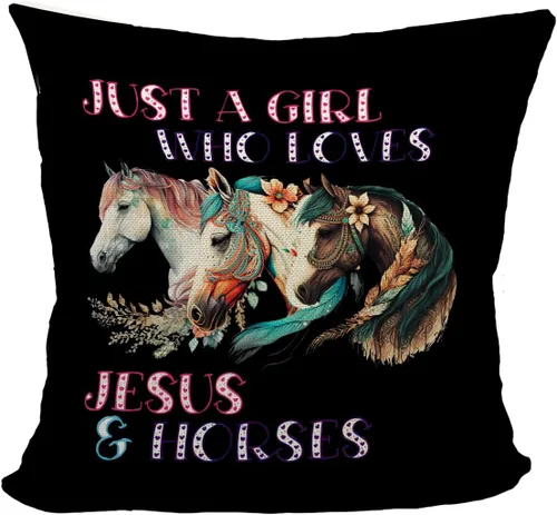 Miniatura 10 de Mancheng-zi Funda de almohada de caballo de 18 x 18 pulgadas, almohada de caballo para niñas, decoración de caballo para dormitorio, habitación
