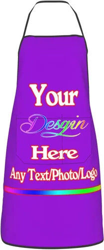 Miniatura 10 de Delantal de diseño personalizado para mujeres y hombres con bolsillos, delantal de cocina personalizado, diseño de logotipo de texto