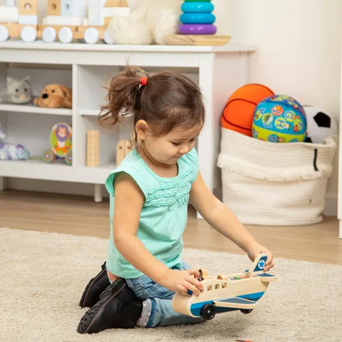 Miniatura 2 de Melissa & Doug Juego de avión de madera con 4 figuras de juego y 4 maletas