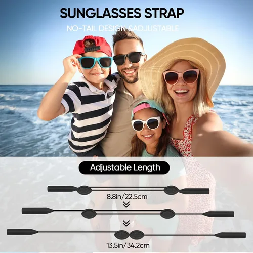 Miniatura 2 de Correa ajustable para anteojos sin cola, correa antideslizante para lentes de sol, con cable de alambre de acero, correas para gafas (3 piezas)