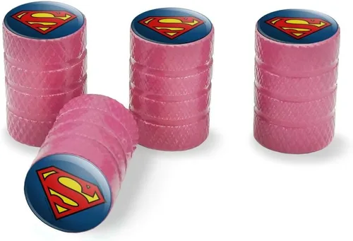 Miniatura 12 de Tapas de Vástago de Válvula de Llanta de Aluminio con Logo del Escudo Clásico de Superman Azul