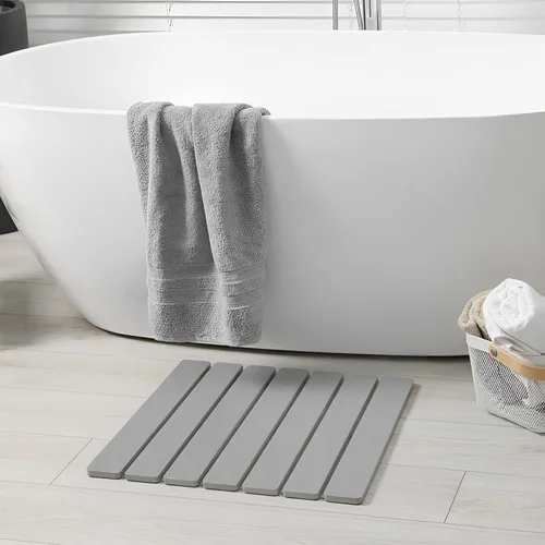 Miniatura 12 de Meowoo Tapete de baño plegable de piedra de 15.7 x 11.8 pulgadas, tapete de baño de tierra de diatomeas, antideslizante, de secado rápido, súper