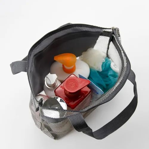 Miniatura 2 de TOPASION Bolsa de ducha de malla portátil, organizador de baño y aseo colgante con cremallera para viajes, gimnasio, campamento, dormitorios