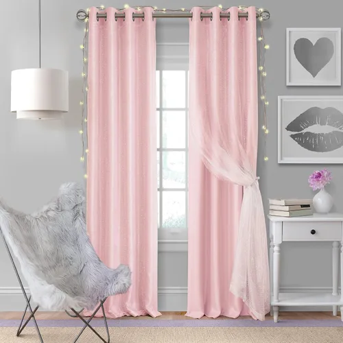Miniatura 9 de Elrene Home Fashions Aurora - Cortina opaca transparente para niños, (lavanda), (52 x 63)