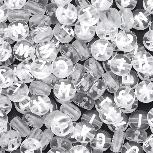 Miniatura 11 de 1600 piezas de cuentas de letras redondas negras y coloridas A-Z, cuentas de alfabeto acrílico de 4x7mm para hacer joyas con dijes