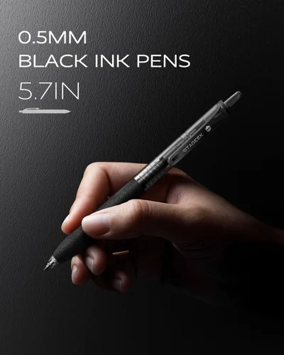 Miniatura 2 de STAGEEK 0.5mm Bolígrafos de Gel de Punta Fina de Escritura Suave, 12 Piezas de Bolígrafos de Tinta Negra, Bolígrafos de Gel Retráctiles de Aspecto