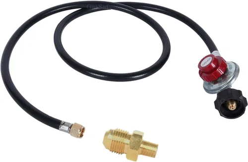 GasSaf Regulador de propano de alta presión ajustable de 5 pies y 20 PSI con manguera para cocina de gas LP, quemador, freidora de pavo, ahumador,
