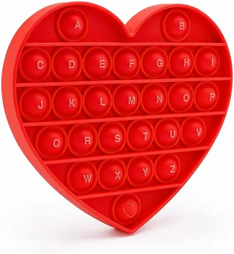 Miniatura 7 de Juguetes sensoriales antiestrés para niñas y niños pequeños, con forma de corazón rosa, alfabeto en relieve, juguete sensorial calmante