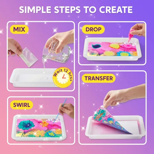 Miniatura 4 de Klever Kits Pintura de mármol para niños, pintura de mármol de agua dorada metálica, arte, artes y manualidades para niñas y niños de 6 a 12 años