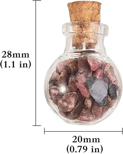 Miniatura 3 de LiQunSweet Juego de 30 piezas de piedras preciosas batidas de cristal, mini botella de deseos de cristal, piedras de reiki curativas con tapón