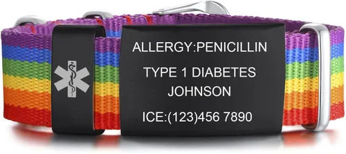 Pulseras de identificación médica personalizadas para hombres y mujeres pulseras de alerta médica de emergencia grabado gratuito pulsera de nailon