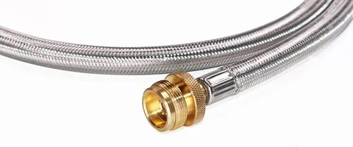 Miniatura 5 de DOZYANT Adaptador de manguera trenzada de acero inoxidable de 6 pies con medidor de tanque, convertidor de propano de 1 libra a 20 libras