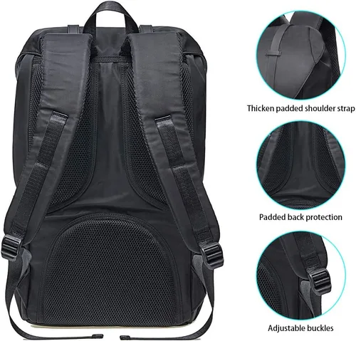 Miniatura 3 de KAUKKO Mochila de viaje para laptop, mochila al aire libre, mochila causal para 15.6 pulgadas (nailon negro)