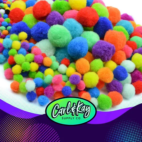 Miniatura 7 de 410 unidades – Pompones Jumbo para suministros de manualidades – 360 pompones peludos de colores grandes y pequeños surtidos con 50 ojos saltones