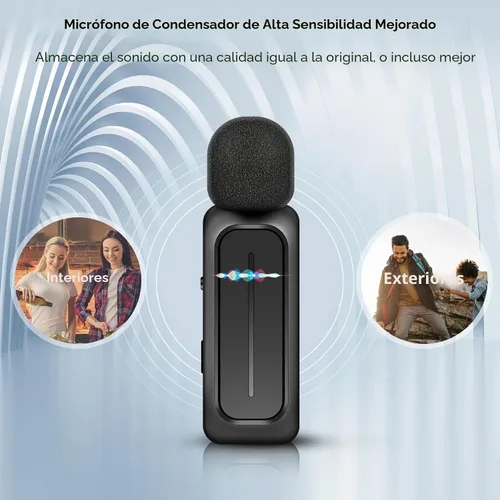 Miniatura 4 de Ecomxia 2 Piezas Micrófono de Solapa Inalámbrico para iPhone iPad Android con Estuche de Carga 7H Micrófono de Clip de Solapa Inalámbrico