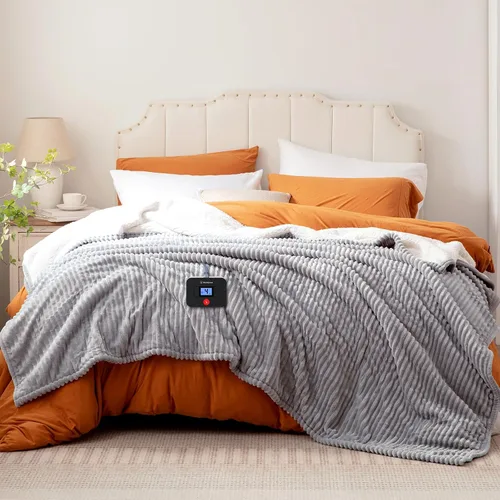 Miniatura 17 de Westinghouse - Manta eléctrica con calefacción, suave manta de franela a sherpa con 6 niveles de calefacción y apagado automático de 2-10 horas