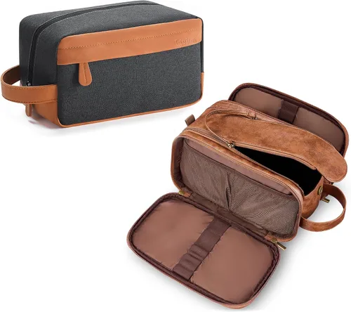 Miniatura 12 de Elviros - Bolsa de aseo de viaje para hombre, gran kit de afeitado Dopp resistente al agua, organizador de artículos de baño, bolsas cosméticas