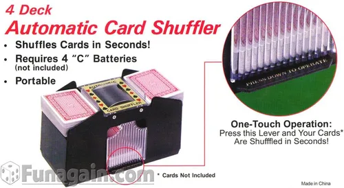 Miniatura 2 de WE Games Barajador automático de cartas de 4 barajas a pilas - Barajador portátil de póquer de plástico con capacidad para hasta 4 mazos - Barajador