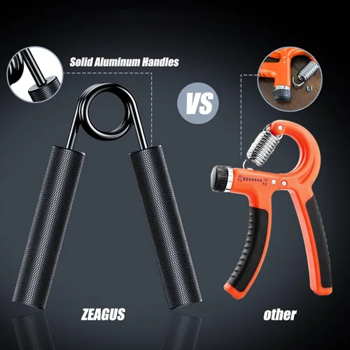 Miniatura 2 de ZEAGUS Entrenador de fuerza de agarre, paquete de 4, fortalecedor de agarre de mano de metal de 50 libras a 200 libras, ejercitador de antebrazo