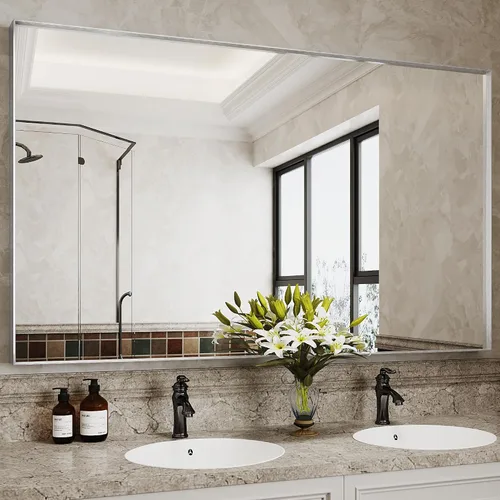 Miniatura 10 de Suidia - espejo de baño, espejo de pared de 60 x 36 pulgadas con marco de metal, espejo de tocador de baño para sala de estar, dormitorio, baño
