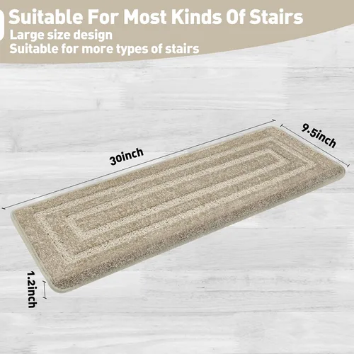 Miniatura 3 de PURE ERA Bullnose - Juego de peldaños de alfombra para escaleras, sin cinta, antideslizantes, protectores de escaleras para interiores, alfombras