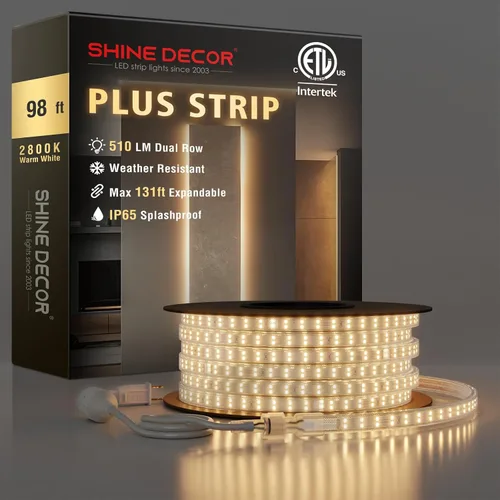 Miniatura 10 de Shine Decor Tira de luces LED Plus CA 120V, cuerda brillante de doble fila conectable, ETL IP65 impermeable y resistente a la intemperie para Blanco