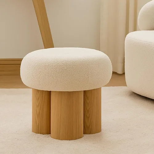 Miniatura 10 de Taburete de muñeco de nieve de 14.56 pulgadas, reposapiés otomano de tela moderna, taburete redondo de peluche con tres patas debajo del escritorio