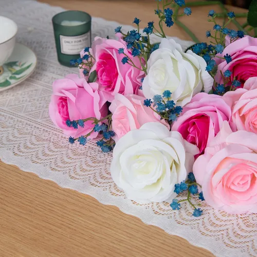 Miniatura 6 de Ramo de flores artificiales de gypsophila azul oscuro, 12 tallos de flores de tacto real para bodas, fiestas, coronas, arreglos florales, decoración