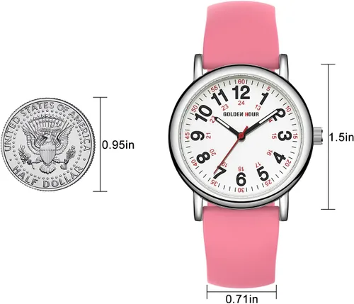 Miniatura 4 de GOLDEN HOUR Reloj de enfermera impermeable para profesionales médicos, estudiantes, mujeres y hombres, esfera luminosa de fácil lectura, 24 horas