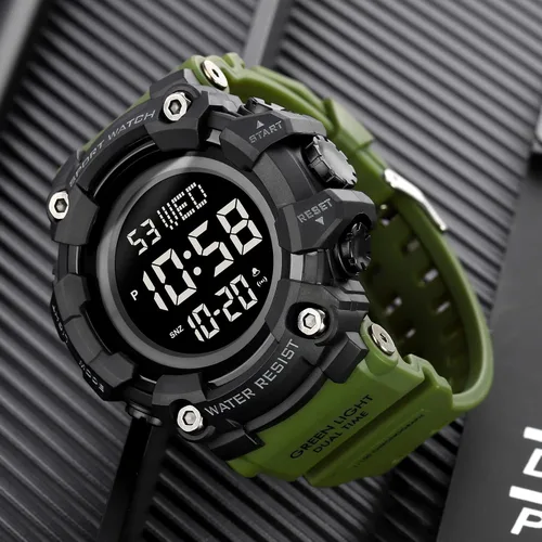 Miniatura 4 de Fanmis Reloj digital digital multifunción para hombre, electrónico, impermeable, con alarma, reloj deportivo de cuarzo, Azul Patchwork