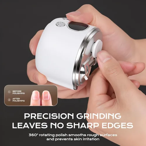 Miniatura 6 de Cortauñas eléctrico automático 3 en 1 con luz LED y lima de uñas, pantalla digital LCD de 3 velocidades, almacenamiento de clips de uñas