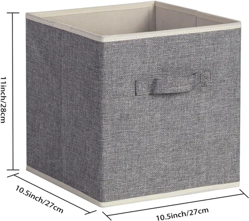 Miniatura 6 de Organizador de Cubos de Almacenamiento Contenedor 10.5" x 10.5" x 11" Cajas Grandes Canasta de Tela con Asas para Organizar Estantes Armario Ropa