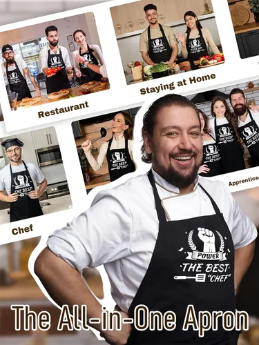 Miniatura 5 de Delantales personalizados con bolsillos, delantales de cocina para mujeres y hombres con logotipo de chef, regalos para papá, mamá, marido y amigo
