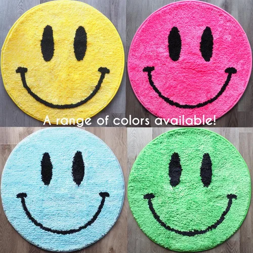 Miniatura 6 de Evovee Alfombra de baño azul divertida divertida feliz linda decoración de baño cara ducha alfombras retro Funky dormitorio estética divertido