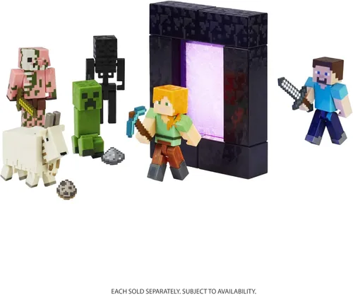 Miniatura 4 de Minecraft Creeper Figura de acción, 3.25 pulgadas, con 1 pieza de construcción y 1 accesorio, juguete de construcción inspirado en los videojuegos